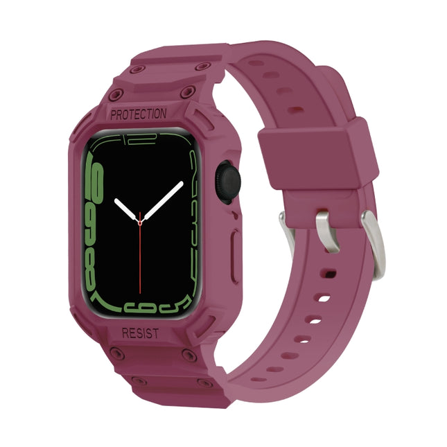 Integrated TPU Watch Band For Apple Watch Series 8&7 45mm / SE 2&6&SE&5&4 44mm / 3&2&1 42mm(Plum)-garmade.com