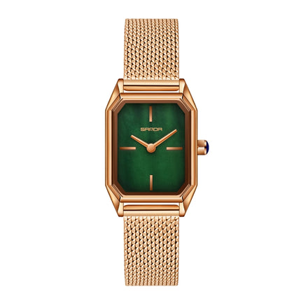 SANDA 1096 Bold Octagonal Dial Waterproof Lady Watch, Style:Mesh Band(Green)-garmade.com