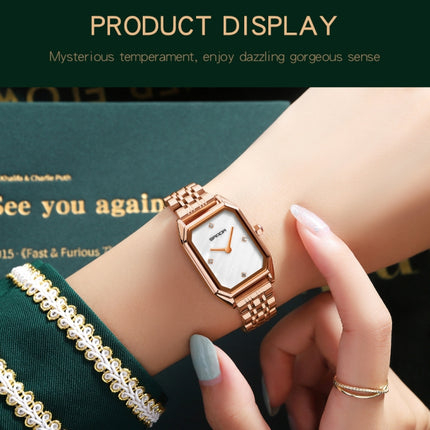 SANDA 1096 Bold Octagonal Dial Waterproof Lady Watch, Style:Mesh Band(Green)-garmade.com