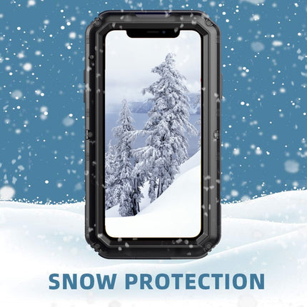For iPhone 11 Dustproof Shockproof Waterproof Silicone + Metal Protective Case(Black)-garmade.com
