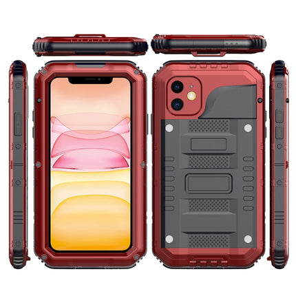 For iPhone 11 Dustproof Shockproof Waterproof Silicone + Metal Protective Case(Red)-garmade.com