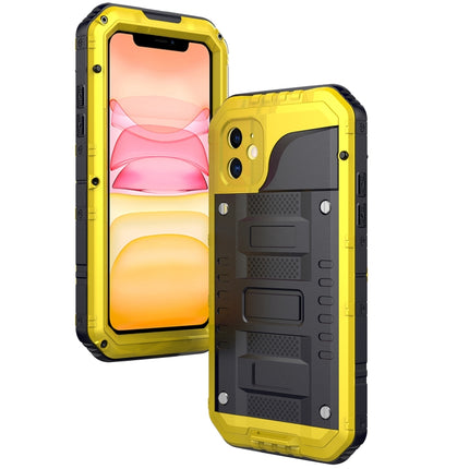 For iPhone 11 Dustproof Shockproof Waterproof Silicone + Metal Protective Case(Yellow)-garmade.com