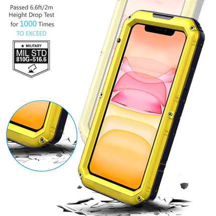 For iPhone 11 Dustproof Shockproof Waterproof Silicone + Metal Protective Case(Yellow)-garmade.com