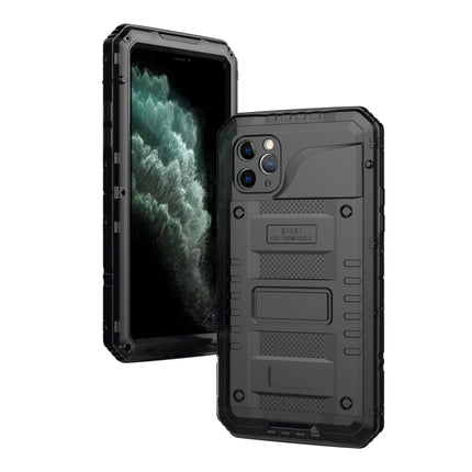 For iPhone 11 Pro Max Dustproof Shockproof Waterproof Silicone + Metal Protective Case(Black)-garmade.com
