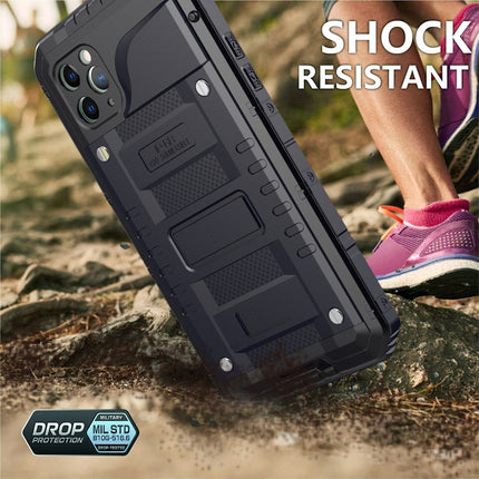 For iPhone 11 Pro Max Dustproof Shockproof Waterproof Silicone + Metal Protective Case(Black)-garmade.com