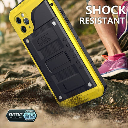 For iPhone 11 Pro Max Dustproof Shockproof Waterproof Silicone + Metal Protective Case(Yellow)-garmade.com