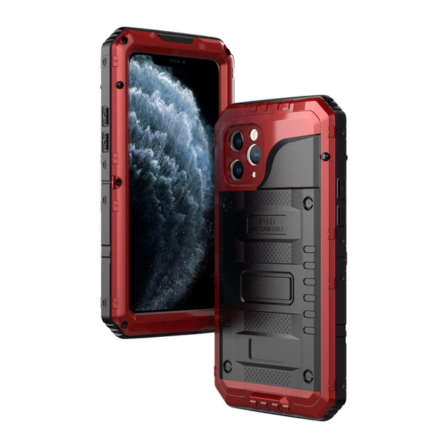 For iPhone 11 Pro Dustproof Shockproof Waterproof Silicone + Metal Protective Case(Red)-garmade.com