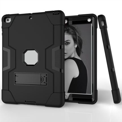 For iPad 4 / 3 / 2 Silicone + PC Protective Case with Stand(Black + Grey)-garmade.com