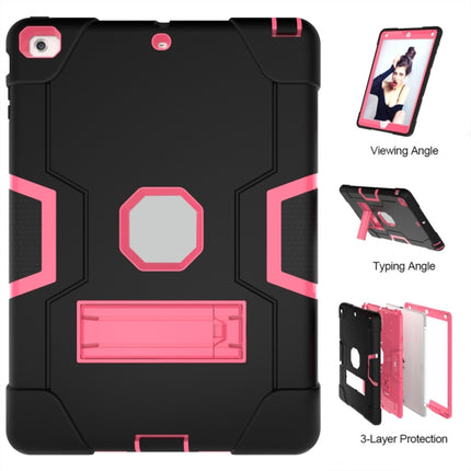 For iPad 4 / 3 / 2 Silicone + PC Protective Case with Stand(Black + Pink)-garmade.com