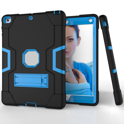 For iPad 4 / 3 / 2 Silicone + PC Protective Case with Stand(Black + Blue)-garmade.com