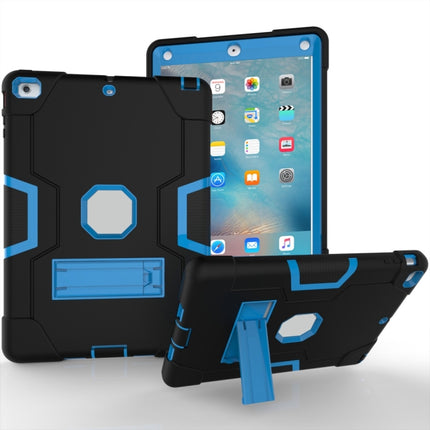For iPad 4 / 3 / 2 Silicone + PC Protective Case with Stand(Black + Blue)-garmade.com