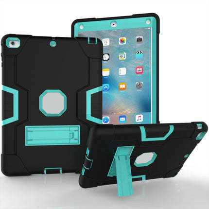 For iPad 4 / 3 / 2 Silicone + PC Protective Case with Stand(Black + Mint Green)-garmade.com