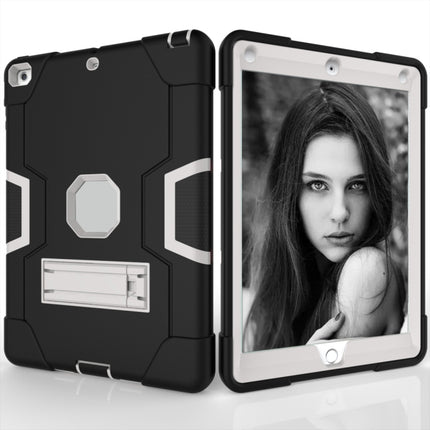 For iPad 4 / 3 / 2 Silicone + PC Protective Case with Stand(Black + White)-garmade.com