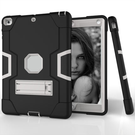 For iPad 4 / 3 / 2 Silicone + PC Protective Case with Stand(Black + White)-garmade.com