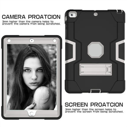 For iPad 4 / 3 / 2 Silicone + PC Protective Case with Stand(Black + White)-garmade.com