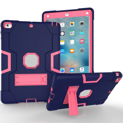 For iPad 4 / 3 / 2 Silicone + PC Protective Case with Stand(Blue + Pink)-garmade.com