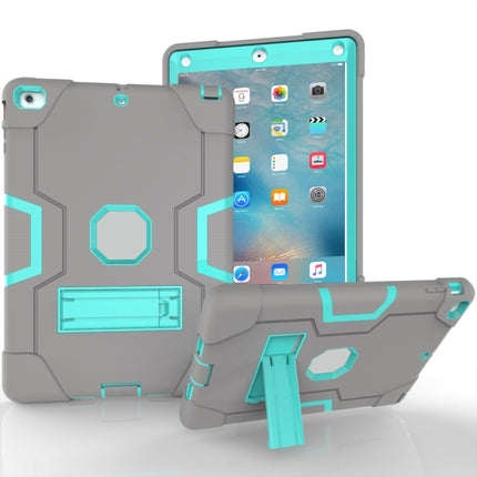 For iPad 4 / 3 / 2 Silicone + PC Protective Case with Stand(Grey + Mint Green)-garmade.com