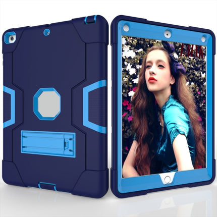 For iPad 4 / 3 / 2 Silicone + PC Protective Case with Stand(Light Blue + Dark Blue)-garmade.com