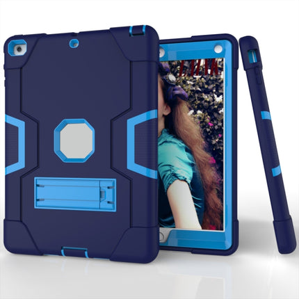 For iPad 4 / 3 / 2 Silicone + PC Protective Case with Stand(Light Blue + Dark Blue)-garmade.com
