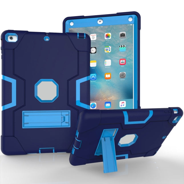 For iPad 4 / 3 / 2 Silicone + PC Protective Case with Stand(Light Blue + Dark Blue)-garmade.com