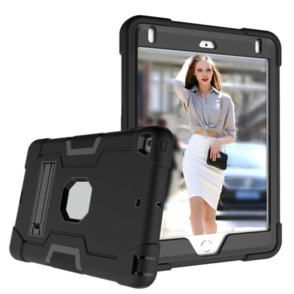 For iPad mini 3/2/1 Silicone + PC Protective Case with Stand(Black + Grey)-garmade.com