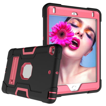 For iPad mini 3/2/1 Silicone + PC Protective Case with Stand(Black + Pink)-garmade.com