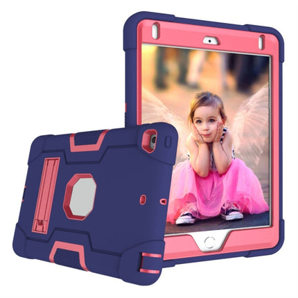 For iPad mini 3/2/1 Silicone + PC Protective Case with Stand(Blue + Pink)-garmade.com