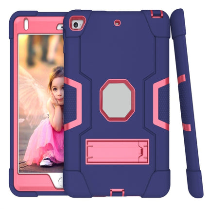 For iPad mini 3/2/1 Silicone + PC Protective Case with Stand(Blue + Pink)-garmade.com