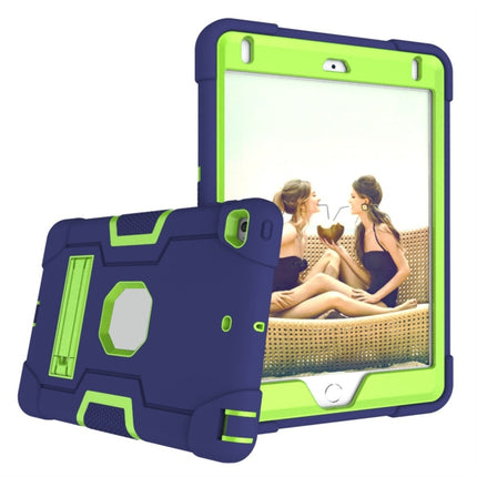 For iPad mini 3/2/1 Silicone + PC Protective Case with Stand(Blue + Green)-garmade.com