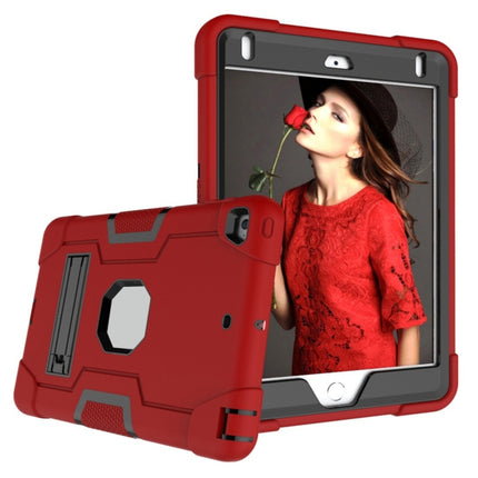 For iPad mini 3/2/1 Silicone + PC Protective Case with Stand(Red + Gray)-garmade.com