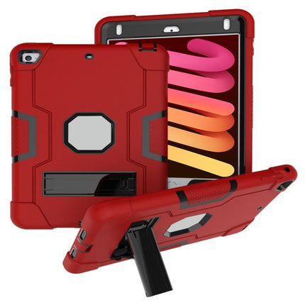 For iPad mini 3/2/1 Silicone + PC Protective Case with Stand(Red + Gray)-garmade.com