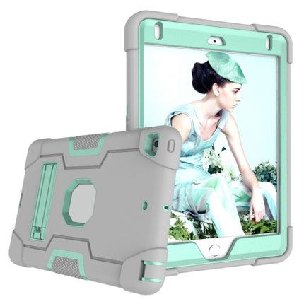 For iPad mini 3/2/1 Silicone + PC Protective Case with Stand(Grey + Mint Green)-garmade.com