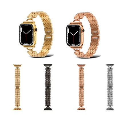 D-shaped Rhombus Metal Watch Band For Apple Watch Series 9&8&7 41mm / SE 3&SE 2&6&SE&5&4 40mm / 3&2&1 38mm(Gold)-garmade.com