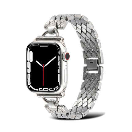 D-shaped Rhombus Metal Watch Band For Apple Watch Ultra 49mm&Watch Ultra 2 49mm / Series 9&8&7 45mm / SE 3&SE 2&6&SE&5&4 44mm / 3&2&1 42mm(Silver)-garmade.com