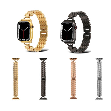 D-shaped Rhombus Metal Watch Band For Apple Watch Ultra 49mm&Watch Ultra 2 49mm / Series 9&8&7 45mm / SE 3&SE 2&6&SE&5&4 44mm / 3&2&1 42mm(Rose Gold)-garmade.com