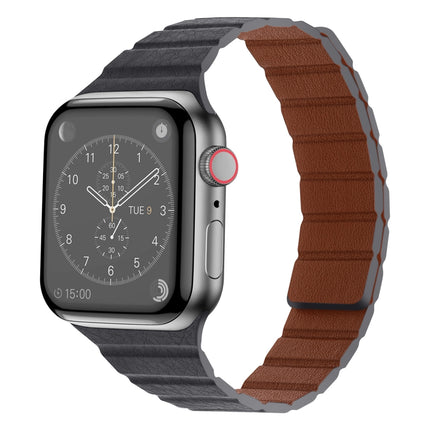 Strong Magnetic Leather Watch Band For Apple Watch Series 9&8&7 41mm / SE 3&SE 2&6&SE&5&4 40mm / 3&2&1 38mm(Grey)-garmade.com