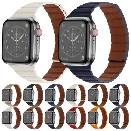 Strong Magnetic Leather Watch Band For Apple Watch Series 9&8&7 41mm / SE 3&SE 2&6&SE&5&4 40mm / 3&2&1 38mm(Brown)-garmade.com
