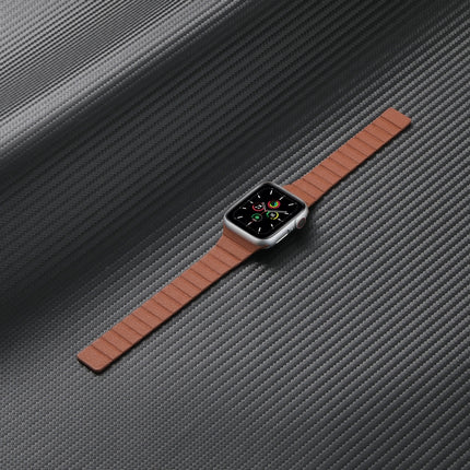 Strong Magnetic Leather Watch Band For Apple Watch Series 9&8&7 41mm / SE 3&SE 2&6&SE&5&4 40mm / 3&2&1 38mm(Brown)-garmade.com