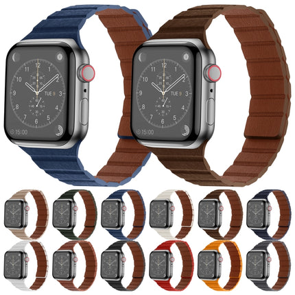 Strong Magnetic Leather Watch Band For Apple Watch Ultra 49mm&Watch Ultra 2 49mm / Series 9&8&7 45mm / SE 3&SE 2&6&SE&5&4 44mm / 3&2&1 42mm(Saddle Brown)-garmade.com