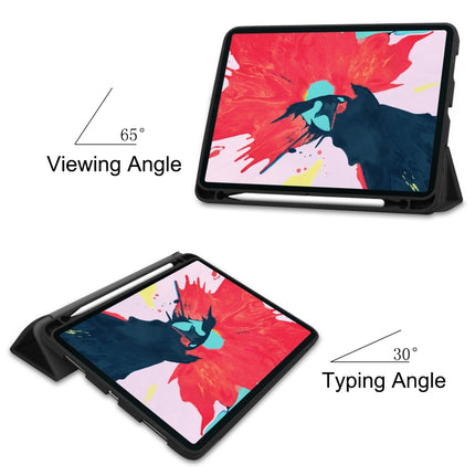 For iPad Pro 11 inch 2020 Custer Pattern TPU Smart Tablet Holster with Sleep Function & Tri-Fold Bracket & Pen Slot(Black)-garmade.com