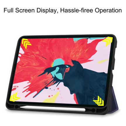 For iPad Pro 11 inch 2020 Custer Pattern TPU Smart Tablet Holster with Sleep Function & Tri-Fold Bracket & Pen Slot(Blue)-garmade.com