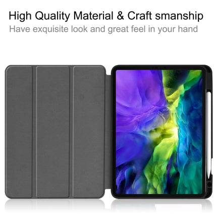 For iPad Pro 11 inch 2020 Painted TPU Smart Tablet Holster With Sleep Function & Tri-Fold Bracket & Pen Slot(Apricot Blossom)-garmade.com