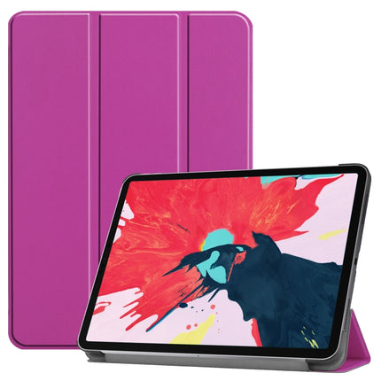 For iPad Pro 11 inch 2020 Custer Texture Smart PU Leather Tablet Case with Sleep / Wake-up Function & 3-Fold Holder(Purple)-garmade.com