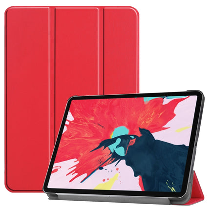 For iPad Pro 11 inch 2020 Custer Texture Smart PU Leather Tablet Case with Sleep / Wake-up Function & 3-Fold Holder(Scarlet)-garmade.com