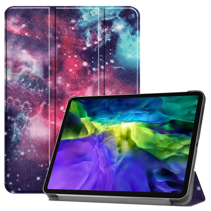 For iPad Pro 11 inch 2020 Custer Painted PU Leather Tablet Case with Sleep / Wake-up Function & 3-Fold Holder(Galaxy Nebula)-garmade.com