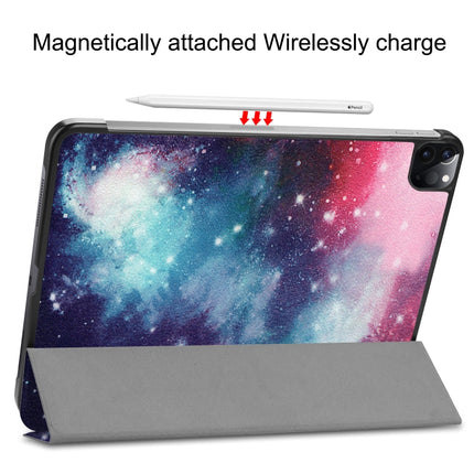 For iPad Pro 11 inch 2020 Custer Painted PU Leather Tablet Case with Sleep / Wake-up Function & 3-Fold Holder(Galaxy Nebula)-garmade.com