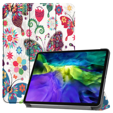 For iPad Pro 11 inch 2020 Custer Painted PU Leather Tablet Case with Sleep / Wake-up Function & 3-Fold Holder(Color Butterfly)-garmade.com