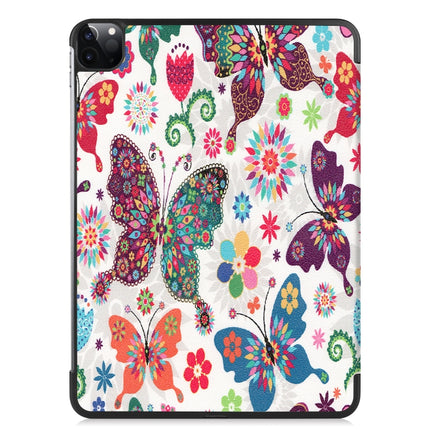 For iPad Pro 11 inch 2020 Custer Painted PU Leather Tablet Case with Sleep / Wake-up Function & 3-Fold Holder(Color Butterfly)-garmade.com