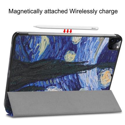 For iPad Pro 11 inch 2020 Custer Painted PU Leather Tablet Case with Sleep / Wake-up Function & 3-Fold Holder(Starry Sky)-garmade.com