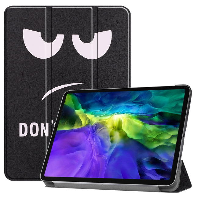 For iPad Pro 11 inch 2020 Custer Painted PU Leather Tablet Case with Sleep / Wake-up Function & 3-Fold Holder(Big Eye ME)-garmade.com